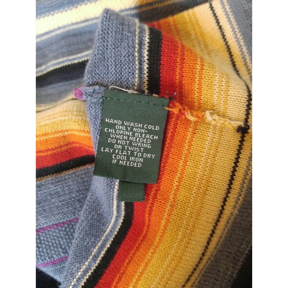 LRL Lauren Jeans Co Ralph Lauren  XS Blue Multi Top Striped Shirt Southwest LS - Picture 4 of 6